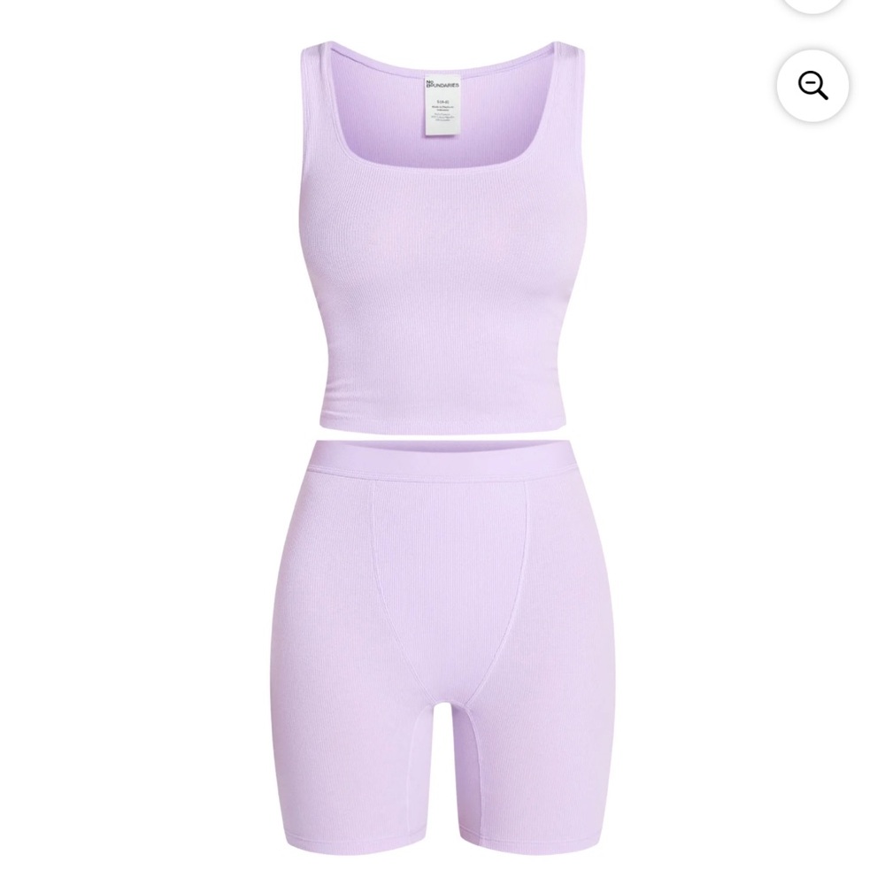 No Boundaries Ribbed Crop Tank and High-Waist Short Set - Lavender Spring